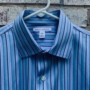Banana Republic Men's 100% Cotton Striped Long Sleeve Men Shirt L tall